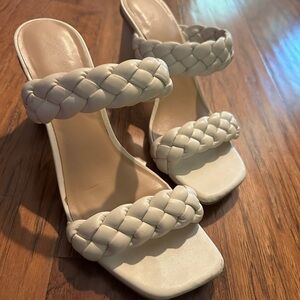 a new day Cream Braided-Strap Block Heel Sandals